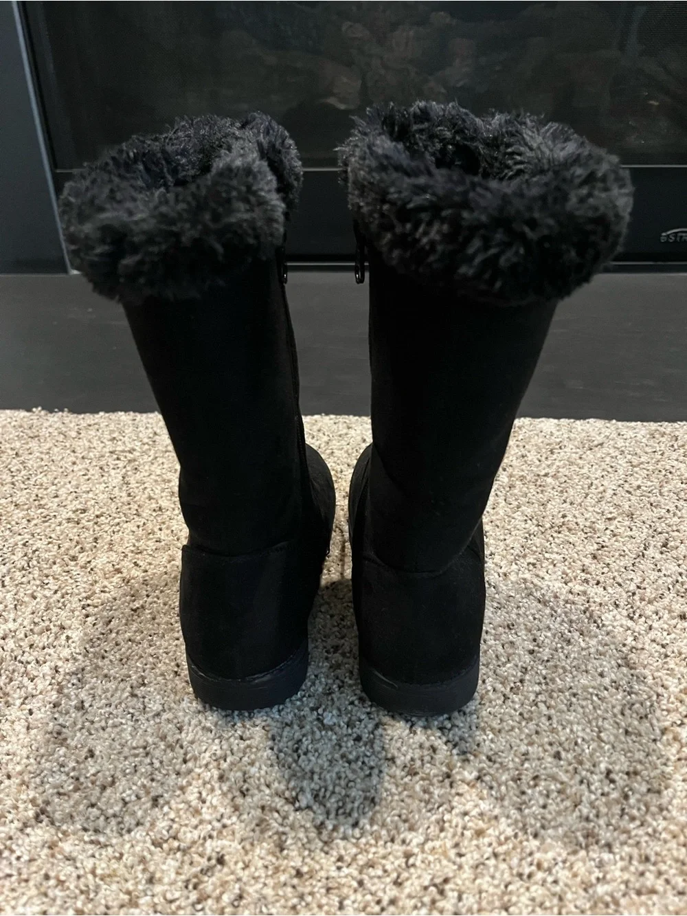 Cat & Jack Black Faux-Fur Winter Boots
